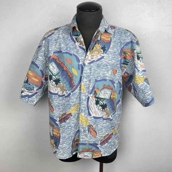 Heet Sportswear Other - Vintage Mens Big Waves Heet Sportswear Shirt Medium Aloha Print Short Sleeve